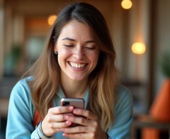Viaggiatore felice con smartphone riceve newsletter